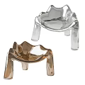 Modern Transparent And Amber Acrylic Single Chair With Curved Design And Stylish Legs