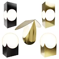 Modern Table Lamps With Gold And Black Bases Spherical Cone Shades