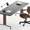 Middle style desk and chair combination 3d model