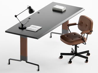 Middle style desk and chair combination 3d model