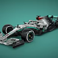 Silver and Green Formula 1 Race Car With PETRONAS INEOS Logos Aerodynamic Design