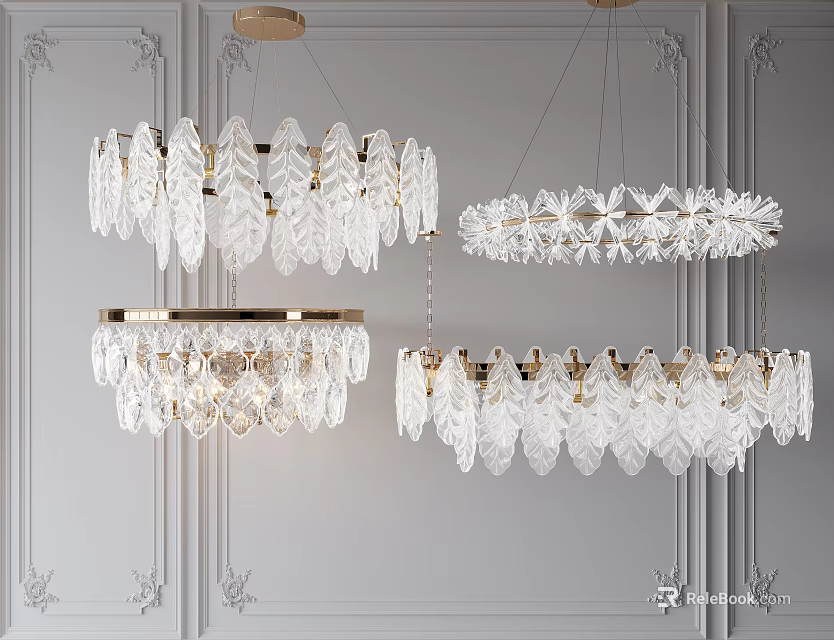 Elegant Crystal Chandelier With Gold Accents For Modern Home Interior Lighting 3d model 