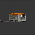 Abundant Fresh Orange Fruits in a Wooden Crate on Cracked Concrete Surface