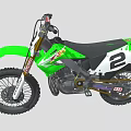 Green Dirt Motorcycle With Number 2 And Pro Taper Handlebars Off Road Tires