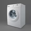 White Modern Front Loading Washing Machine With Transparent Door And Control Panel 3d model