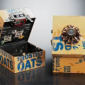 Frosty Oats Packaging Boxes Open With Interior And Closed With Decorative Bow