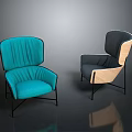 Turquoise And Gray Single Sofa With Wooden Accent And Metal Legs Modern Design