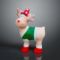 Christmas Themed Reindeer Doll With Red Polka Dot Hat Green White Scarf And Red Boots