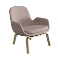 Modern Accent Chair With Light Gray Fabric And Wooden Legs Design