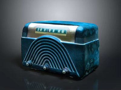 Vintage Blue Computer Featuring Curved Design And Front Control Knobs Dials 3d model