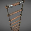 Wooden Rope Ladder Featuring Wooden Steps Metal Brackets and Rope Fastenings