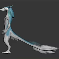 Game Movie Character With Blue White Anthropomorphic Animal Head 3D Model Standing Pose