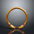 Elegant Golden Decorative Bracelet Featuring Red Gemstones On Both Ends 3d model