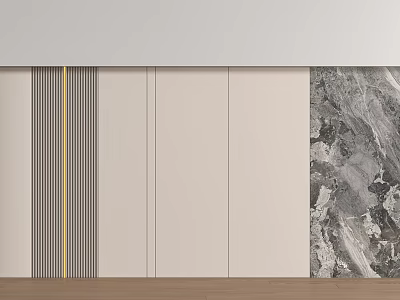 Modern Sofa Background Wall Interior Design With Beige Panels And Marble Texture 3d model