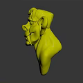 Stylized 3D Mythical Creature Character Head With Red Skin Large Ears And Fangs