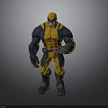Wolverine Character In Yellow And Blue Costume With Claws