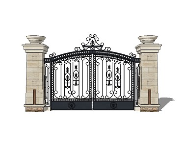 European-style gate iron door lamp outdoor lighter 3d model