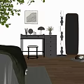Modern Dressing Table Interior With Stool Table Lamp Vase Flowers Floor Lamp And Mirror