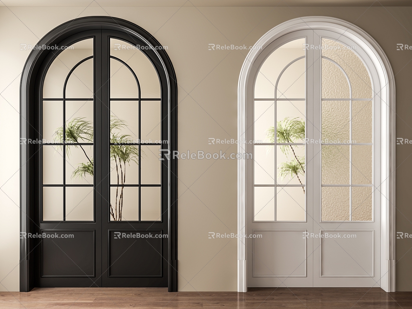 French glass door swing door 3d model