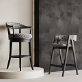 Elegant Modern Bar Stool And Dining Chair With Houndstooth Upholstery Black Frame Interior Design