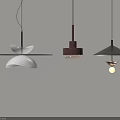 Modern Pendant Lights With Unique Designs Hanging On Light Beige Wall 3d model