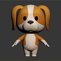 Cute Orange And White Cartoon Dog 3D Model With Big Ears Standing Pose