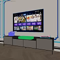 Modern TV Stand In Living Room With Flat Screen TV And Media Storage Units
