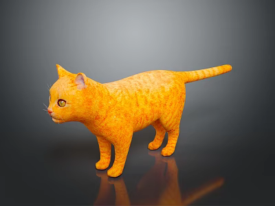 Orange Cat Character Model With Bright Fur And Realistic Standing Features 3d model