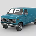 Classic Blue Vintage Van Exterior With Retro Design And Chrome Details