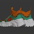 High Top Leopard Print Sneakers With Orange Green Accents And Chunky Sole Laces