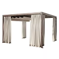 Elegant Modern Pergola Design Featuring Wooden Frame And Hanging Curtains For Outdoor Spaces