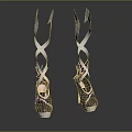 Elegant Dark Purple High Heels With Twisted Straps And Shiny Stiletto Design