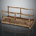 Scenic Natural Wooden Bridge Featuring Rustic Railings And Plank Walkway In Rural Landscape