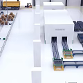 Modern Automated Factory Production Line With Yellow Tracks And Machinery Layout