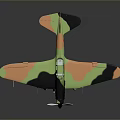 Detailed Vintage Military Airplane Model With Camouflage Green Orange Black Paint And Red Star Tail