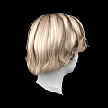 Game Movie Character Head Model Featuring Blonde Brown Wavy Short Hair Black Background