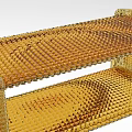 Modern Yellow Woven Rattan Entryway Console Cabinet With Two Tier Shelf Design