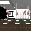 Modern Yoga Fitness Studio With Wooden Floors Yoga Mats Aerial Hammocks And Mirrors