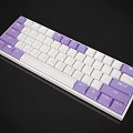Modern White and Purple Computer Keyboard with Stylish Keys on Black Background