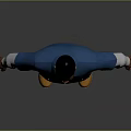 Man Wearing Blue Shirt With White Sleeves Black Pants And Yellow Shoes On Gray Background