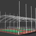 Outdoor Sports Fitness Facility With Two Green Courts Steel Frame Structure And Red Surface