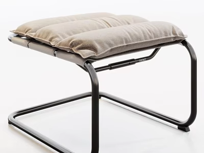 Modern Stool With Black Metal Frame And Light Brown Cushioned Seat 3d model