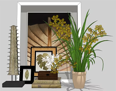 Modern Ornaments Hanging Painting Flower Book Decoration Coral Ornaments 3d model