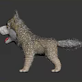 Fluffy Husky Puppy With Brown White Fur Yellow Eyes Open Mouth Tongue Out White Background
