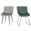 Modern Minimalist Dining Chairs With Light Gray And Dark Green Upholstered Seats And Metal Legs