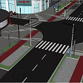 Modern Commercial Street Design With Contemporary Architecture Storefronts Crosswalk And Street Lights