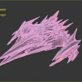 Futuristic Mechanical Weapon With Blue Body Red Spikes And Glowing Red Accents