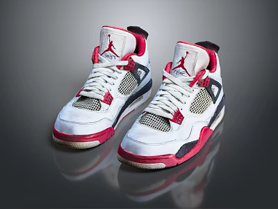 White Red Black Sneakers With Mesh Upper Logo On Tongue And Rubber Sole 3d model