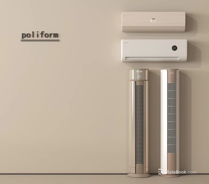 Poliform Wall Mounted Air Conditioners And Floor Fans For Modern Home Interior 3d model 