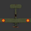 Vintage Green Biplane Aerospace Model Featuring Red And Yellow Emblems 3d model
